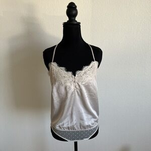 Abercrombie And Fitch Women's Cream Razorback Bodysuit Size Small